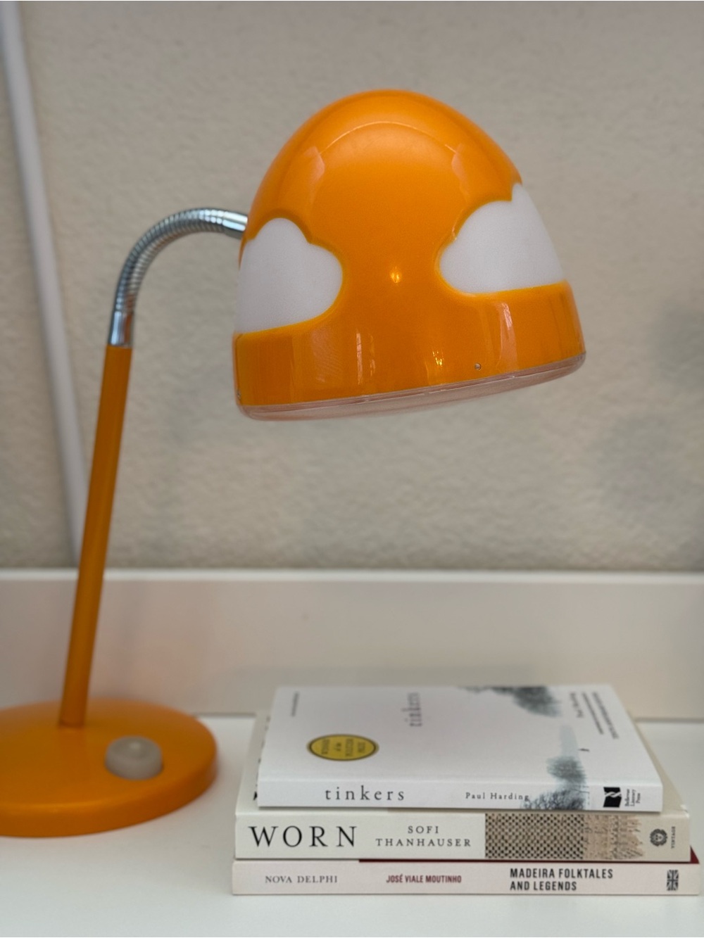 Vintage 90’s IKEA Orange Desk Lamp with White Cloud Accents